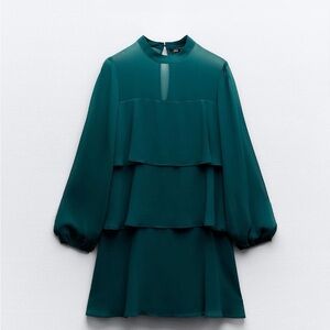 Zara Teal Tiered Mini Dress